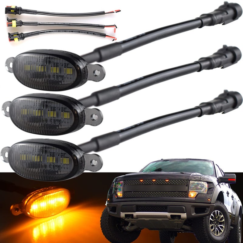 Boigoo Front Grill Lights compatible for Ford Raptor F150 Grilles 2010-2014 & 2017-up, Yellow LED Parking/Running Amber Light, Not for Aftermarket Grille | 2011 2012 2013 2018 2019 2020 2021 - Image 1