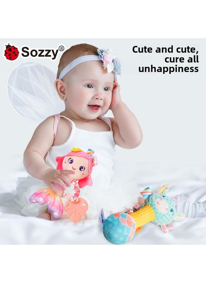 Sozzy Plush Doll Mermaid Unicorn Baby Toy 0-1 Year Old Puzzle Comfort Bed Bell Baby Hand Bell-Specifications:Light Lake Blue Unicorn Hand Bell  - Image 4