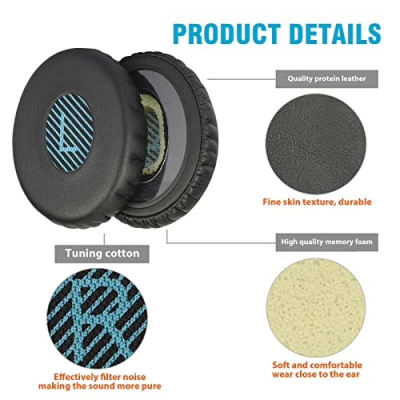 Replacement Ear Pads: Black Memory Foam Cushions - Noise Isolating Secure Fit On-Ear Cushions for Daily Listening, Commute, Workout And Home Use - Image 5