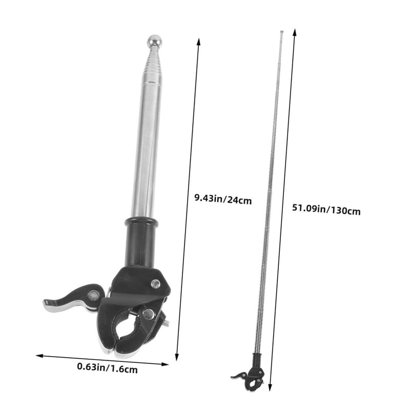 2Pcs Stainless Steel Telescopic Motorcycle Flagpole Kit For Enhanced Visibility And Safety - Image 3