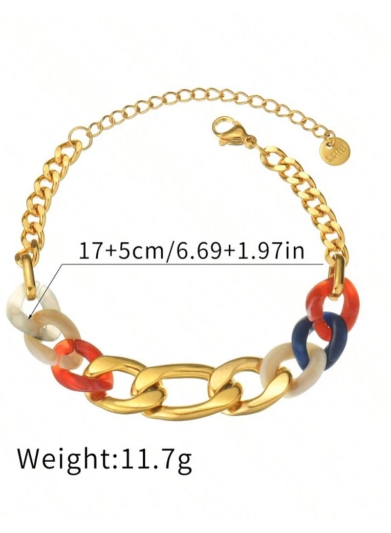 إيكوال اسوارة نسائية أنيقة من الاستانلس ستيل والريزن مطلية باللون الذهبي - Image 4