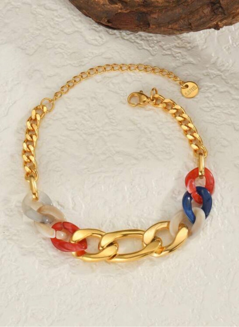 إيكوال اسوارة نسائية أنيقة من الاستانلس ستيل والريزن مطلية باللون الذهبي - Image 3