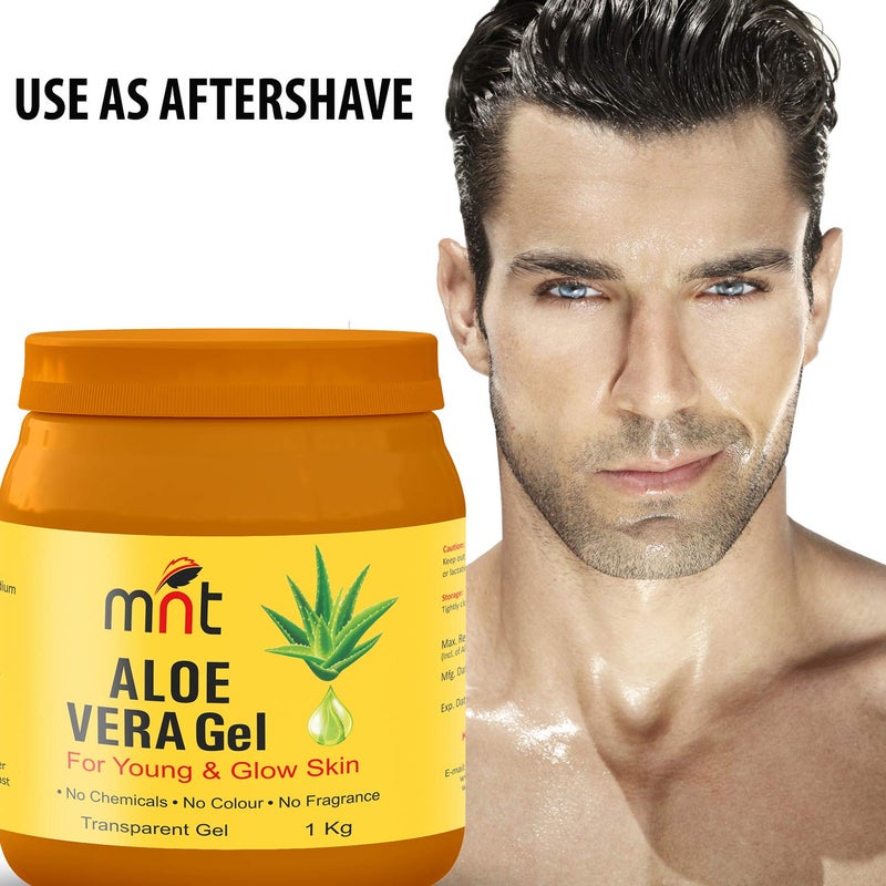 MNT Pure ALOE VERA Gel Transparent 1KG For Hair Skin Body and Beard  Multipurpose Beauty Skin Gel For Young Face  Glow Skin No Chemicals No Colour No Fragrance - Image 3