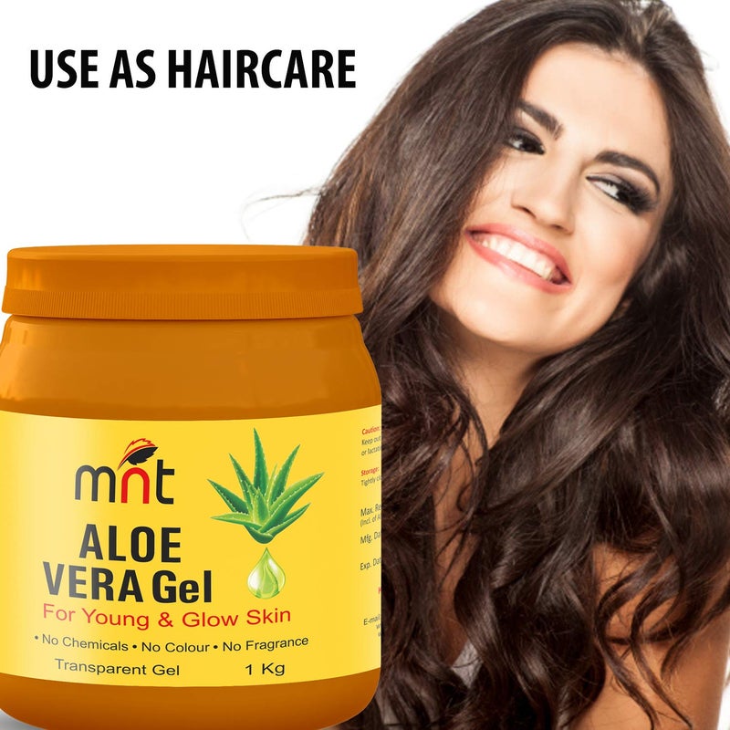 MNT Pure ALOE VERA Gel Transparent 1KG For Hair Skin Body and Beard  Multipurpose Beauty Skin Gel For Young Face  Glow Skin No Chemicals No Colour No Fragrance - Image 4