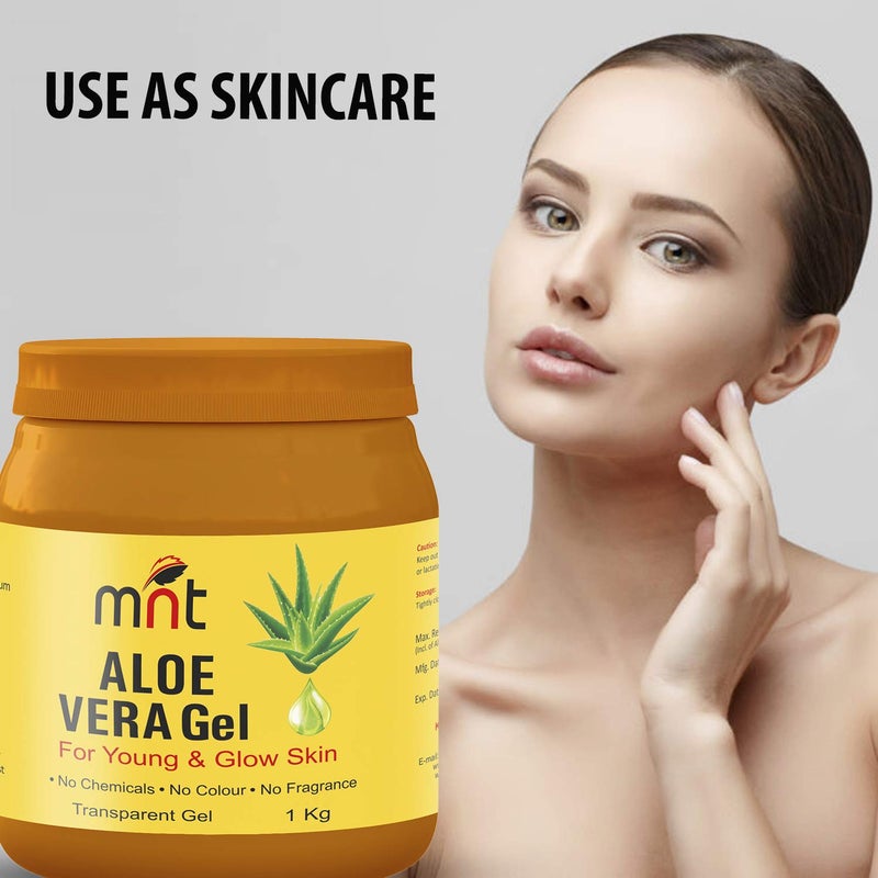 MNT Pure ALOE VERA Gel Transparent 1KG For Hair Skin Body and Beard  Multipurpose Beauty Skin Gel For Young Face  Glow Skin No Chemicals No Colour No Fragrance - Image 5