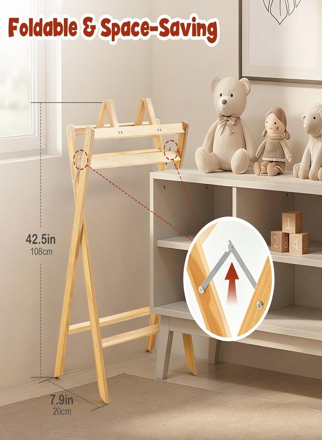 FUNLIO Wooden Baby Bathtub Stand, Foldable Baby Bath Stand for 0-24 Months, Safe & Sturdy with 8-Point Support, Durable infant Tub with Waterproof Coating, 110lbs Capacity - Image 5