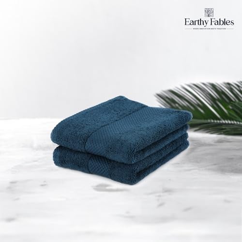 Earthy Fables Premium Gift Combo of Bath Towel and 2 Hand Towels – 100% Cotton, 600 GSM, Soft & Absorbent, Quick Dry & Skin-Friendly – Dark Teal, Set of 3 - Image 3