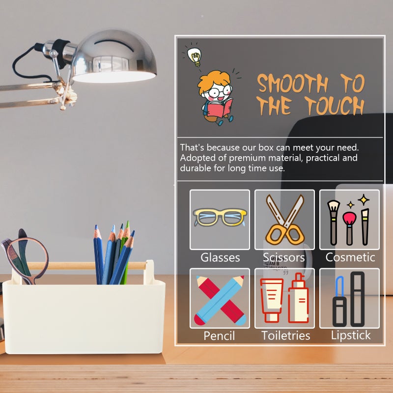 Desk Stationary Organiser, Multi-grid Design for Tidy Workspace, Smooth Arc Corners - Image 4