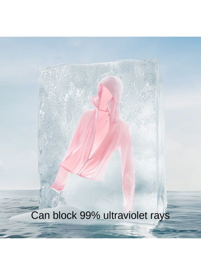 Bananain Ice Silk Slim Fit】series 3 Cropped Cooling Sun Protection Jacket - Women's Versatile Breathable Lightweight Slimming Soft Candy Pink - Image 5