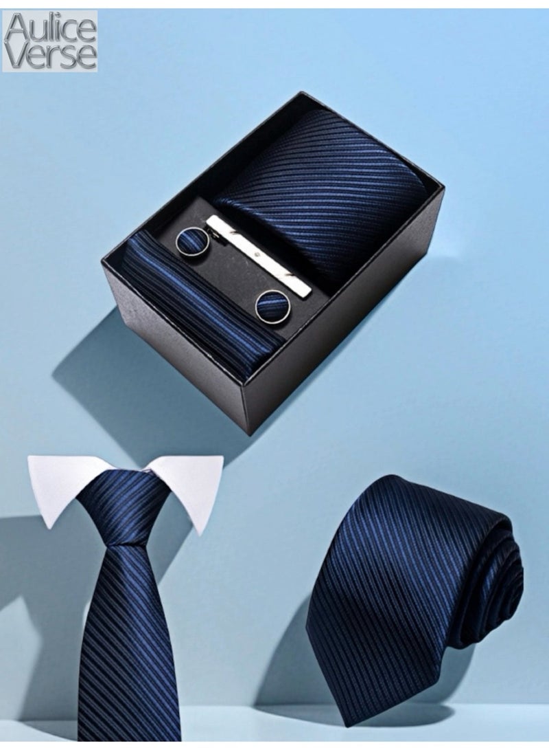 AuliceVerse Men's Business Tie Set - 6 Pieces Polyester Silk Neckties with Gift Box, Formal Office Wedding Party Accessories - Image 1