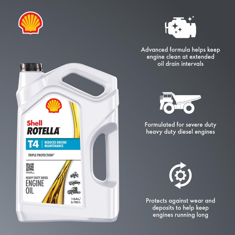 Shell Rotella T4 Triple Protection 15W-40 Diesel Engine Oil, 1 Gallon (3 Pack) - Image 3