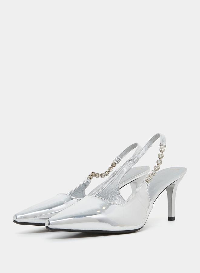 Styli Embellished Side Strap Stiletto Heel Sandals  - Image 3