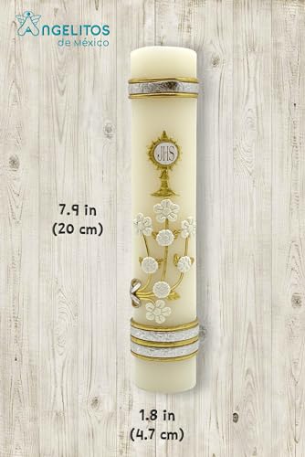 Angelitos de Mexico First Communion Prayer Candle Adorned with The Holy Spirit Dove A Blessed Mass Religious Keepsake - Image 3