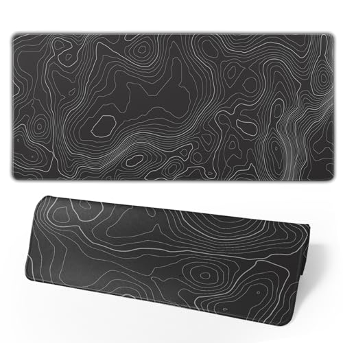 Brecoy Topographic Contour Extended Big Mouse Pad LargeGaming Mouse Pad Desk Pad315118 Inch Long Computer Keyboard Mouse Mat Mousepad with 3mm NonSlip Base and Stitched Edge for Gaming and Office - Image 1