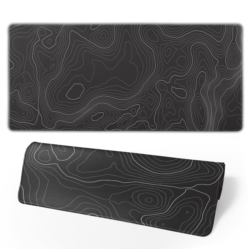 Brecoy Topographic Contour Extended Big Mouse Pad LargeGaming Mouse Pad Desk Pad315118 Inch Long Computer Keyboard Mouse Mat Mousepad with 3mm NonSlip Base and Stitched Edge for Gaming and Office - Image 2