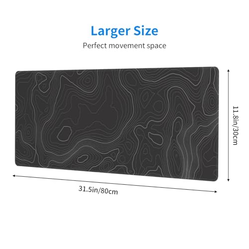 Brecoy Topographic Contour Extended Big Mouse Pad LargeGaming Mouse Pad Desk Pad315118 Inch Long Computer Keyboard Mouse Mat Mousepad with 3mm NonSlip Base and Stitched Edge for Gaming and Office - Image 3