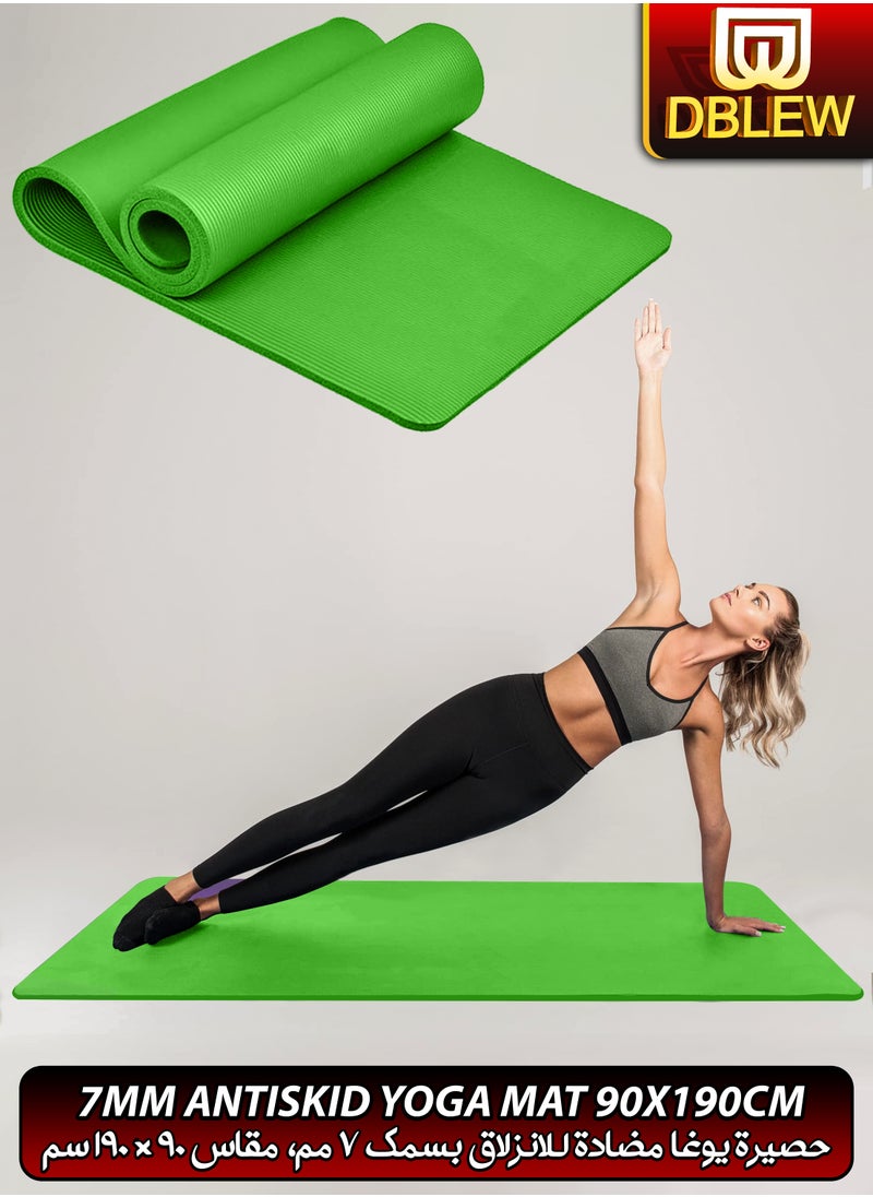 DBLEW Professional 7mm Thick Anti Fatigue Yoga Mat Knees Supportive Anti Slip Fitness Home Exercise EVA Eco Friendly Ideal For All Types Of Pilates Floor ABS Belly Tummy Fat Workouts Gym Stretching 90x190cm  - Image 1