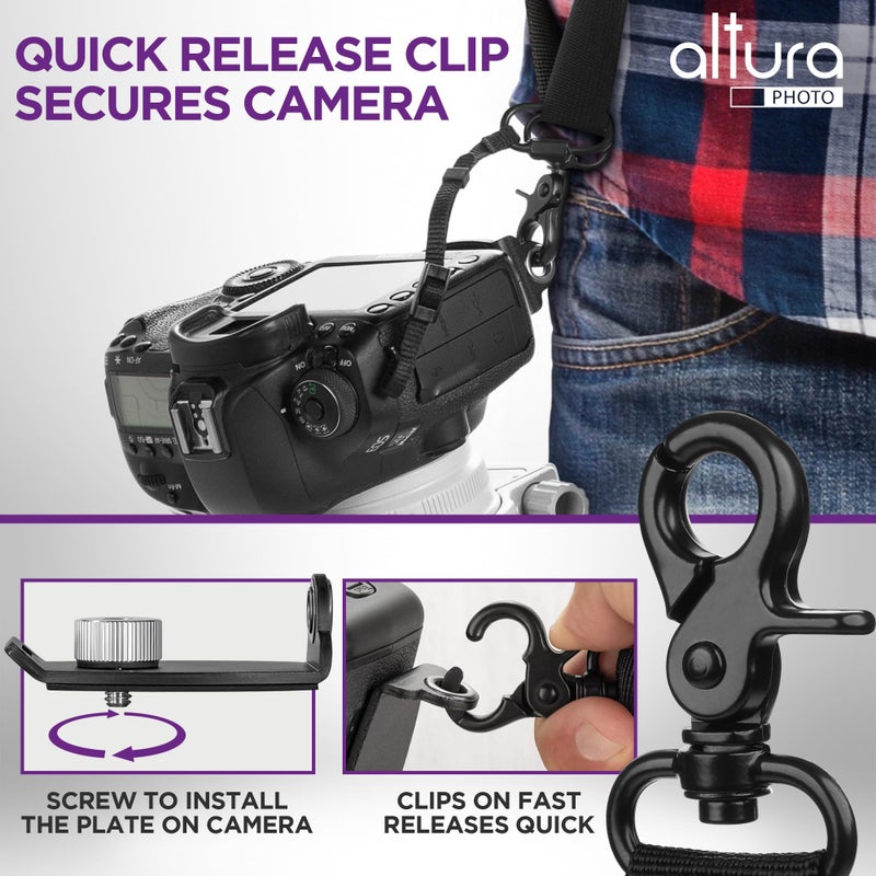 Altura Photo Camera Neck Strap w. Quick Release & Safety Tether For Photographers - Adjustable DSLR Camera Strap for Sony, Nikon & Canon - Safe & Secure Camera Strap - Image 3