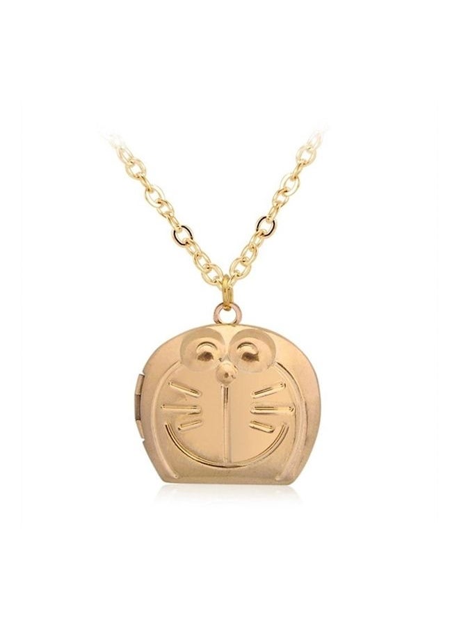 NIBEMINENT - 18K Gold Plated Cute Doraemon Locket Necklace - Image 1