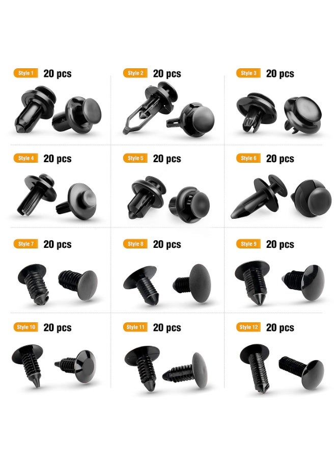 240PCS Bumper Retainer Clips Car Plastic Rivets Fasteners Push Retainer Kit Most Popular Sizes Auto Push Pin Rivets Set -Door Trim Panel Fender Clips for GM Ford Toyota Honda Chrysler  - Image 3