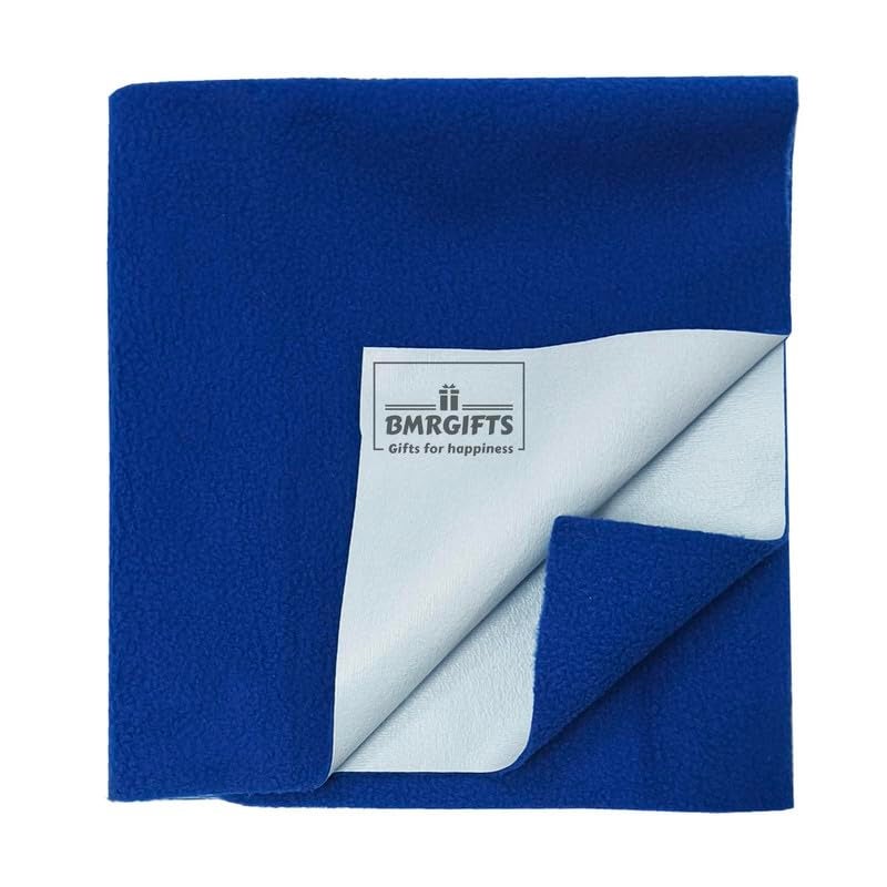BMRGIFTS Cotton Extra Absorbent Waterproof Quick Dry Sheet for Baby Washable Mattress Protector & Bed Protector Sheet for Toddler Children Pack of 2 Medium Size, 70x100 cm Royal Blue & Sky Blue - Image 2