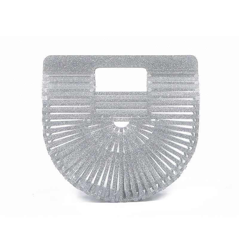 New Acrylic Evening Bag Hand-Knitted Creative Women'S Basket Hand-Twisted Bag Striped Hand-Held Banquet Bag Handbag Women - Image 1