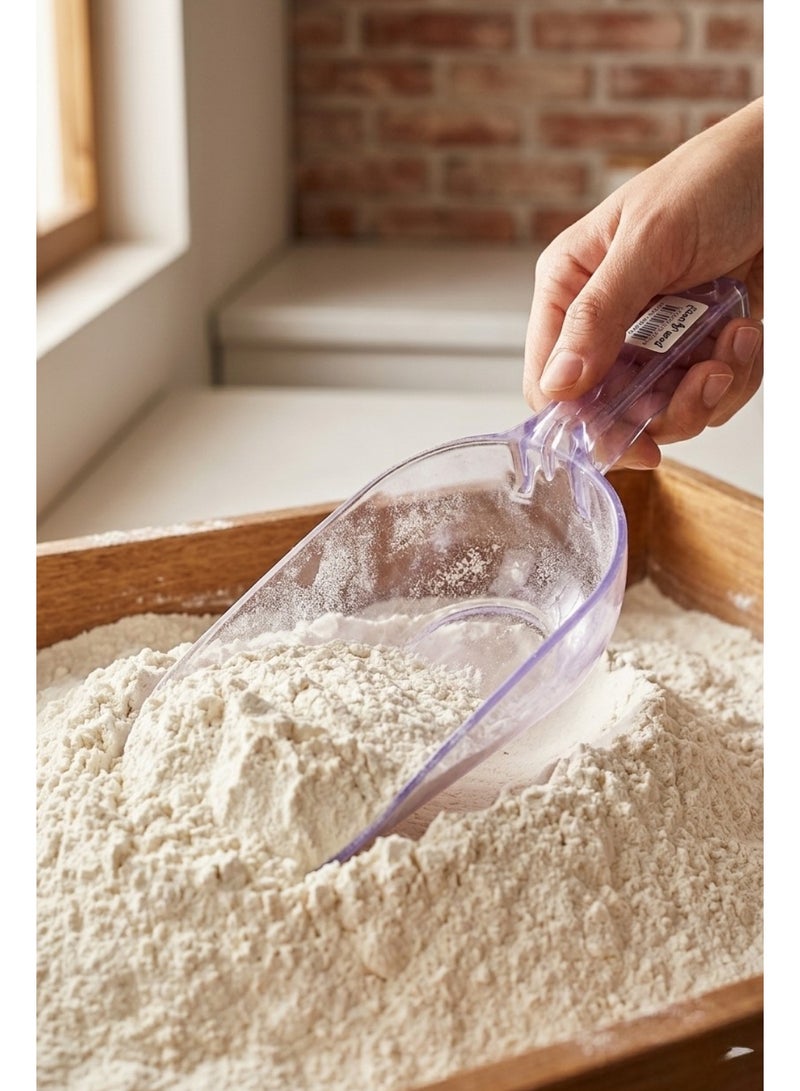 Set of 4 Clear Plastic Kitchen Scoops - Graduated Sizes - For Flour Rice Sugar & Dry Goods - Image 4