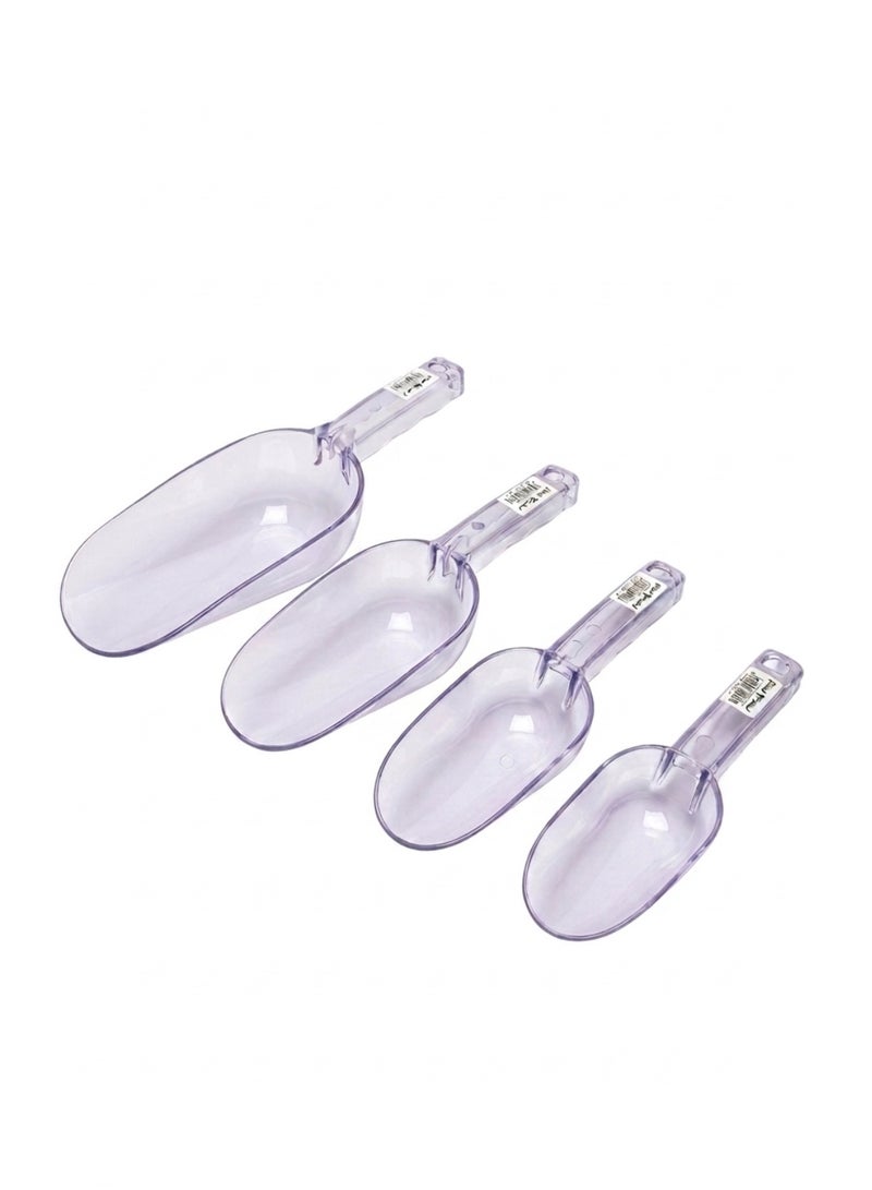 Set of 4 Clear Plastic Kitchen Scoops - Graduated Sizes - For Flour Rice Sugar & Dry Goods - Image 1