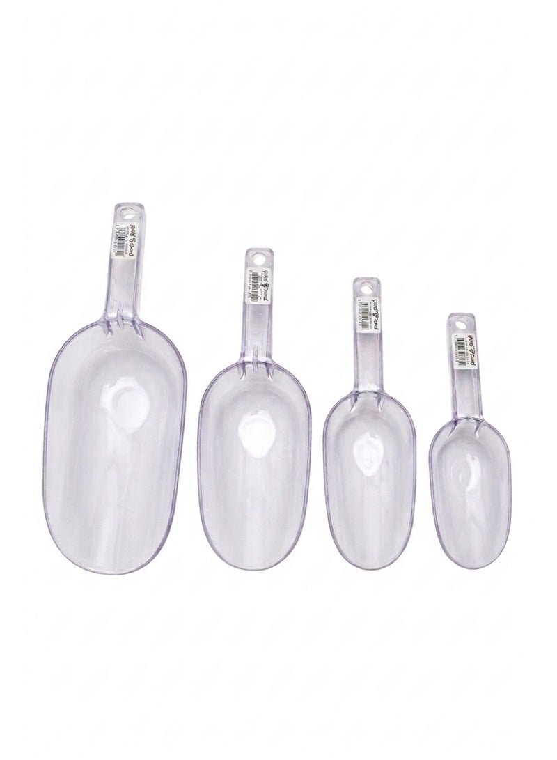 Set of 4 Clear Plastic Kitchen Scoops - Graduated Sizes - For Flour Rice Sugar & Dry Goods - Image 3