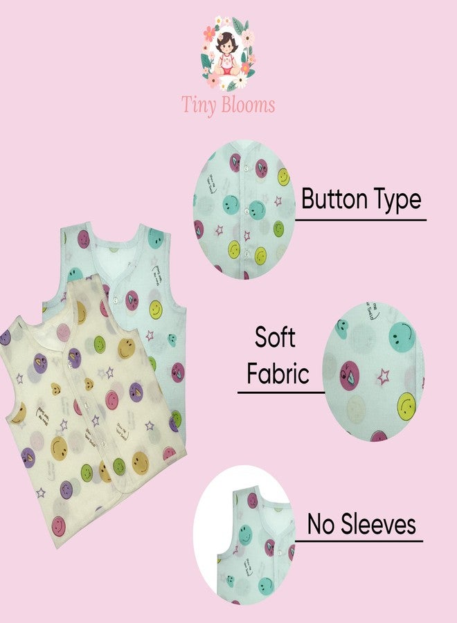 Tiny Blooms Soft Front Open Jhabla Sleeveless Cotton Vest for Newborns 3-6 Months (Pack of 4) Unisex | Skin Friendly & Breathable T-Shirts for Baby Boys and Girls - Image 4