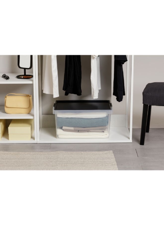 TATAY - Multi Purpose Stackable Storage Box with Lid Black and Clear 35 L 1157402 - Image 1