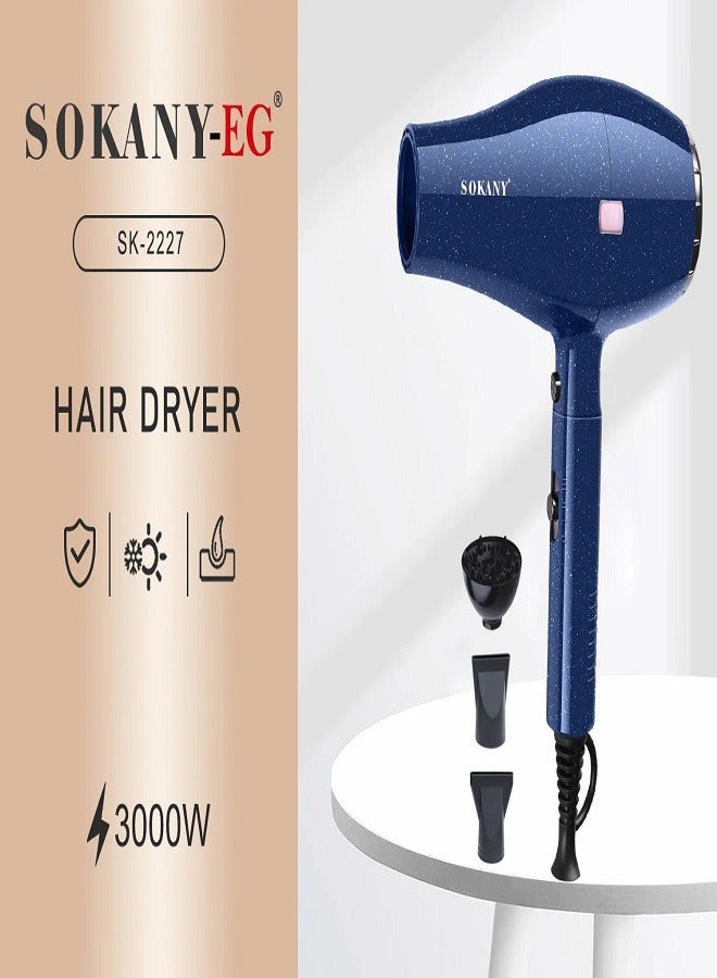sokany SK-2227 Hair Dryer 2 Speeds And 2 Heating 3000W - Image 2