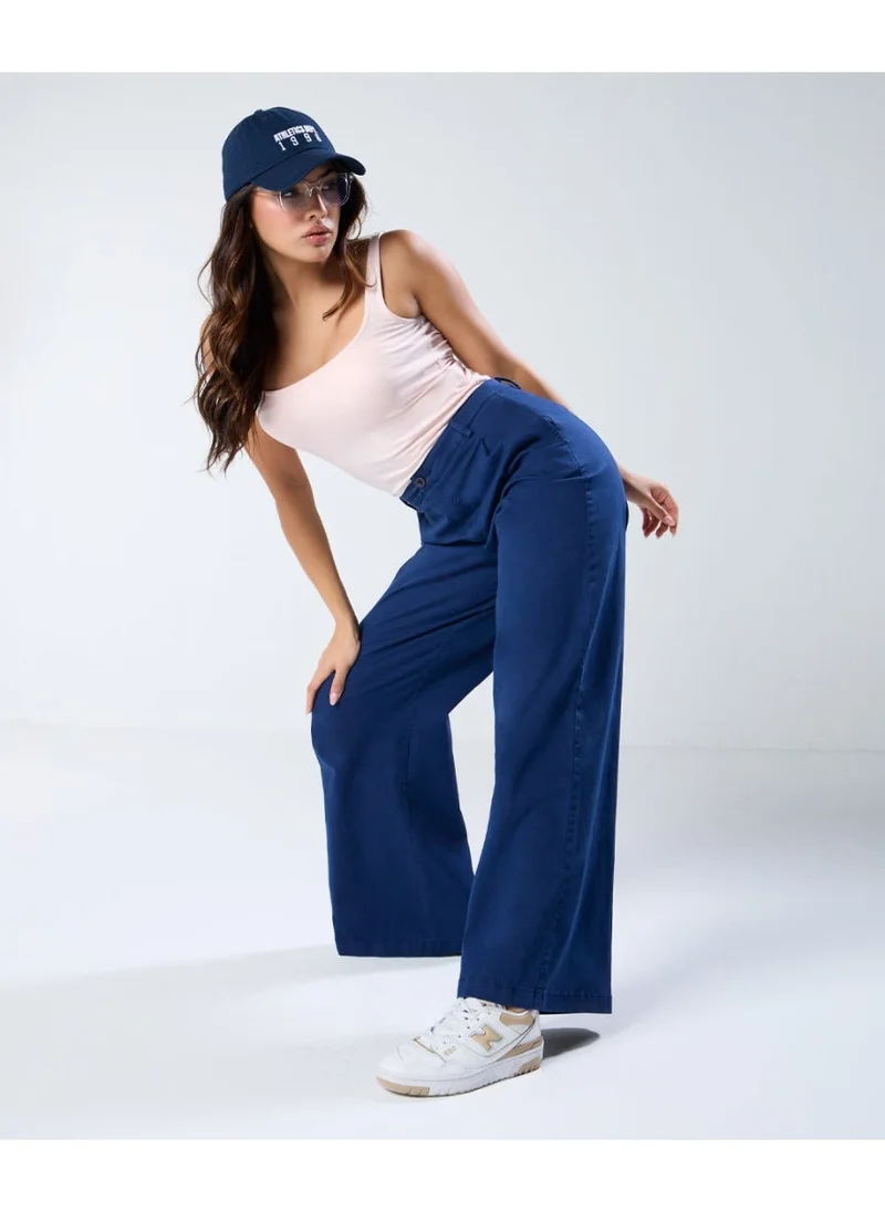 Zigzag Navy Blue Twill Pant (Long length)
