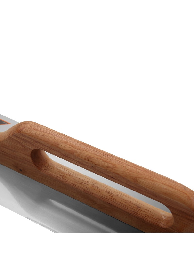 KSEIBI Two-Handed Plastering Trowel with Teeth, 14x50cm, Made of Carbon Steel with Wood Handle, Notched Tiling Trowel Perfect for Concrete Tile Work, Drywall, Wall Comb, Grout Spreading Tools.  - Image 3