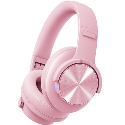 Picun B8 Headphones Wireless Bluetooth, 120H Bluetooth Headphone Over Ear with 3EQ Music Modes, Hands-Free Calls, Deep Bass Headphones for Travel Home Office Cellphone PC (Pink) - Image 1