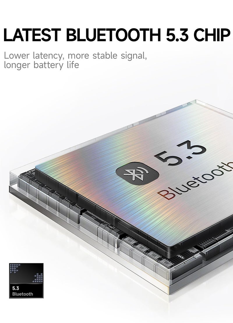 Picun B8 Headphones Wireless Bluetooth, 120H Bluetooth Headphone Over Ear with 3EQ Music Modes, Hands-Free Calls, Deep Bass Headphones for Travel Home Office Cellphone PC (Pink) - Image 5