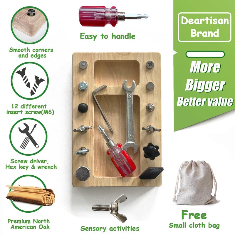 Deartisan Montessori Screwdriver Board Set, Real 17 Pcs & 12 Holes Fine Motor Skills 3 4 5 +Kids Patience Basic Life Skill Educational Wooden STEM Toys for Toddler Preschool Materials Busy Sensory Tools - Image 4