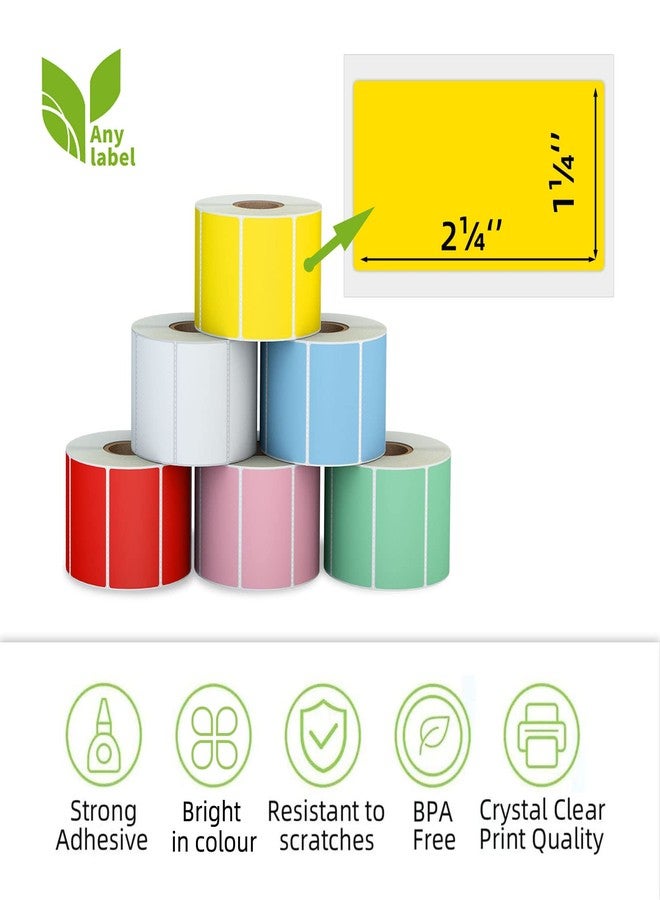 أي تسمية ملصقات حرارية مباشرة متعددة الأغراض من Anylabel مقاس 2.25 بوصة × 1.25 بوصة، ملصقات حرارية ملونة ذاتية اللصق للعناوين والشحن والباركود، متوافقة مع طابعات الملصقات الحرارية من Rollo وZebra (6 لفات، 6000 ملصق) - Image 2