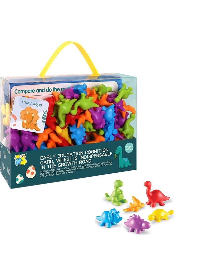 MIXDE Counting Dinosaurs Matching, Color Classification and Sensory Training Educational Learning Toys Set Gift for Toddlers Preschool Ages 3 Years and up, Set of 72 (Animals)  - Image 1