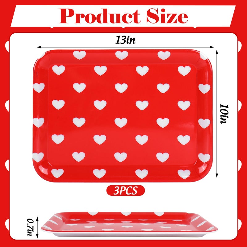 Whaline 3 Pcs Valentine's Day Heart Serving Tray Melamine Board Red White Plaid Heart Serving Platter for Wedding Anniversary Party Home Food Supplies - Image 2