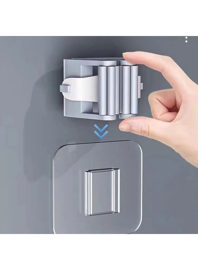 Grey 10pcs No Drill Adhesive Wall Hooks Heavy Duty Mop Broom Organizer - Image 5