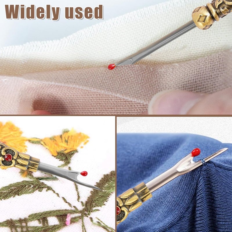 windforgecraft 2 Pcs Seam Remover with Ergonomic Handles Cross Stitch Tool Sewing Tool Stitch Unpicker for Quick Unpick Sewing Crafting Removing Threads for Needle Work Patterns and Sewing Clothes (Gold) - Image 4