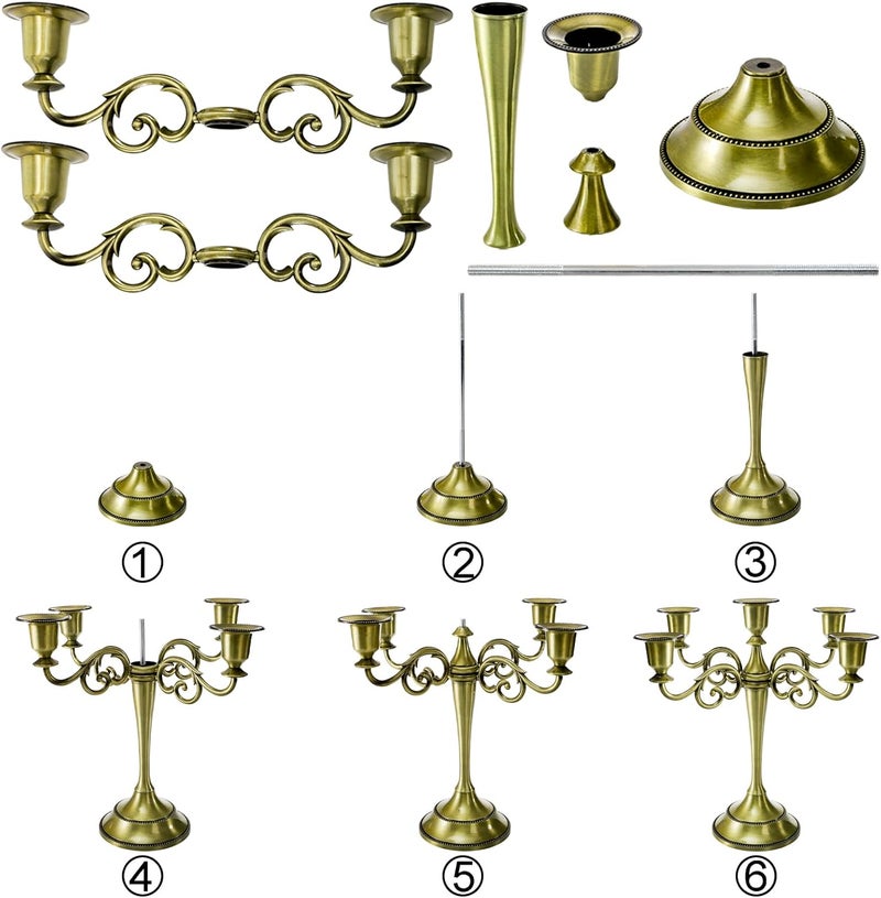 Youeon Liquid tight joint 5 Arm Candelabra, 26 cm Antique Bronze Candle Holder Bronze Candelabra Candlestick Holder for 2.5 cm Diameter Pillar Candles, Taper Candles Holder, Candelabra Decoration, Wedding Fixed delivery schedule - Image 5