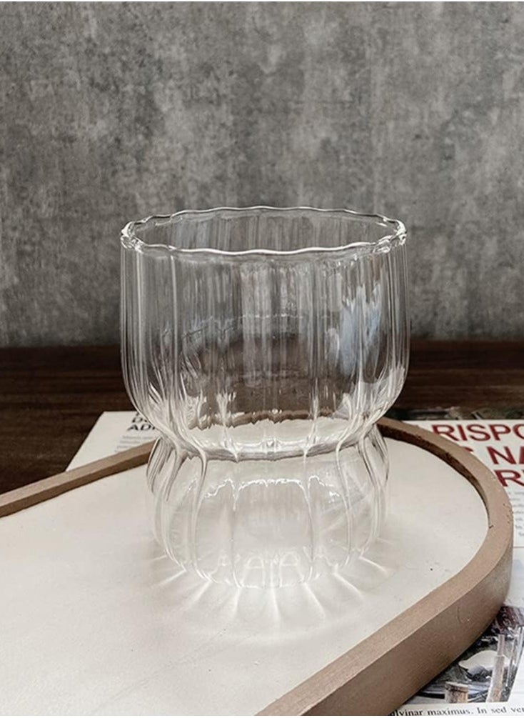 Portal - Striped Glass Cup for Drinking Water, Coffee or Cold Drinks 350ml (Clear) - Image 1
