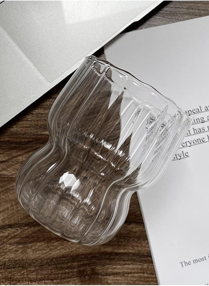 Portal - Striped Glass Cup for Drinking Water, Coffee or Cold Drinks 350ml (Clear) - Image 1
