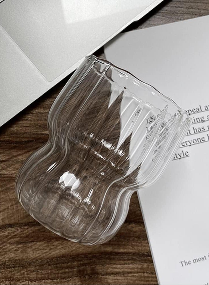 بورتال كوب زجاجي مخطط لمياه الشرب او القهوة اوالمشروبات الباردة 350 مل (شفاف) - Image 3