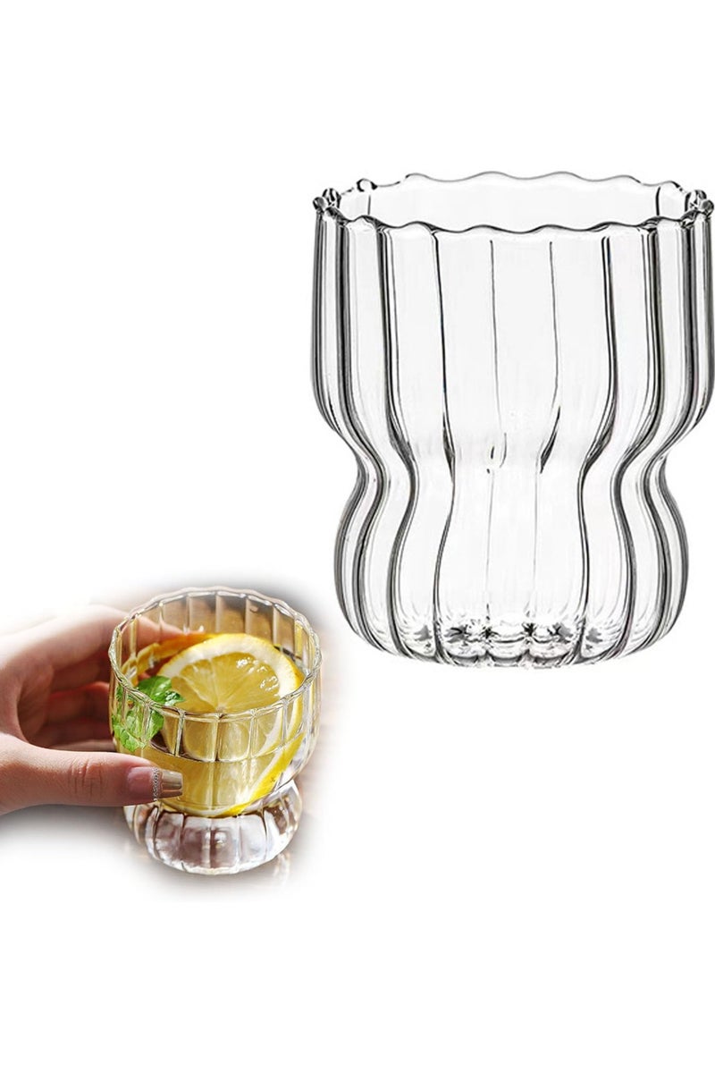 بورتال كوب زجاجي مخطط لمياه الشرب او القهوة اوالمشروبات الباردة 350 مل (شفاف) - Image 5