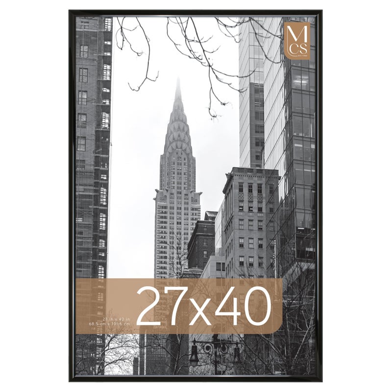 MCS Trendsetter Movie Poster Frame 27x40 Black High-Gloss, Vertical & Horizontal Wall Hanging Large Picture Frame for Photos, Artwork & Custom Posters (1-Pack) - Image 1
