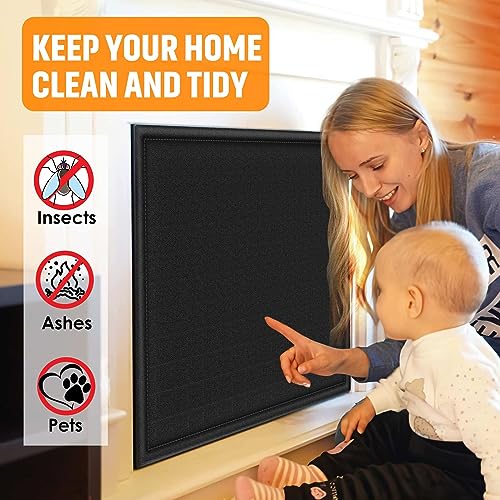 CADARA Fireplace Draft Cover, Fireplace Blocker Blanket Stops Heat Loss, Adjustable Fire Place Draft Stopper with Hook and Loop Tapes, Black 42" W x 36" H - Image 4