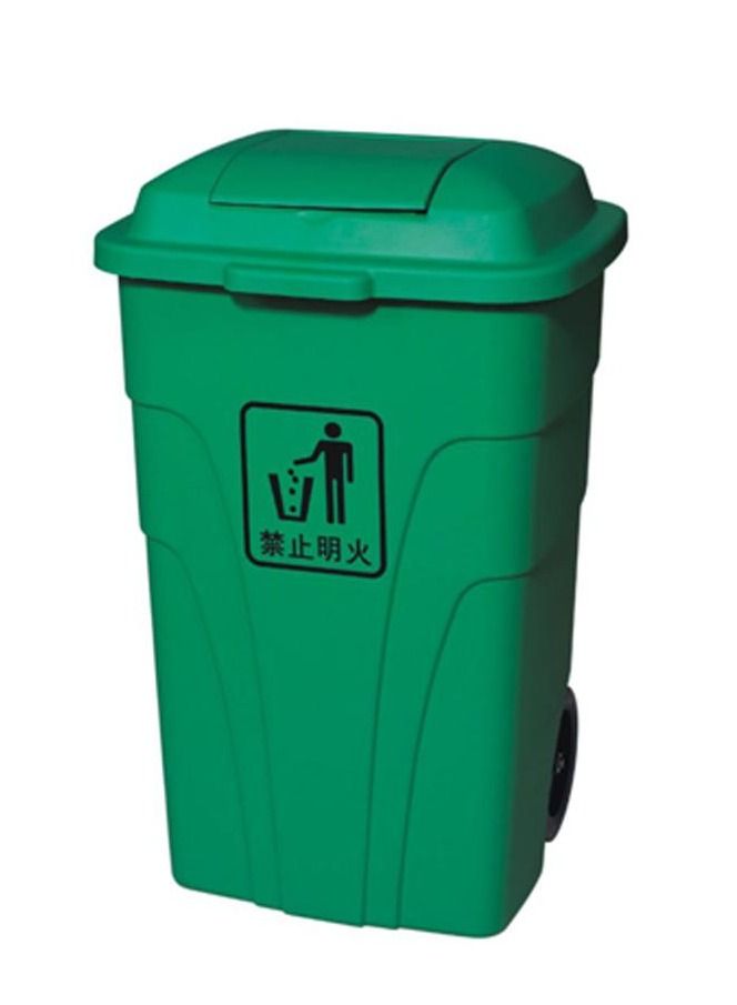AKC Outdoor Trash & Garbage Bin | Functional Waste Bin | Durable Plastic Finish | Rubber-Wheeled & Mobile | Suitable For Outdoor Areas, Villas, Malls, Restaurants, & More | 240 Liters | Green 
